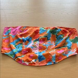 Nasty Gal Pink and Orange Sleeveless Bustier Crop Top